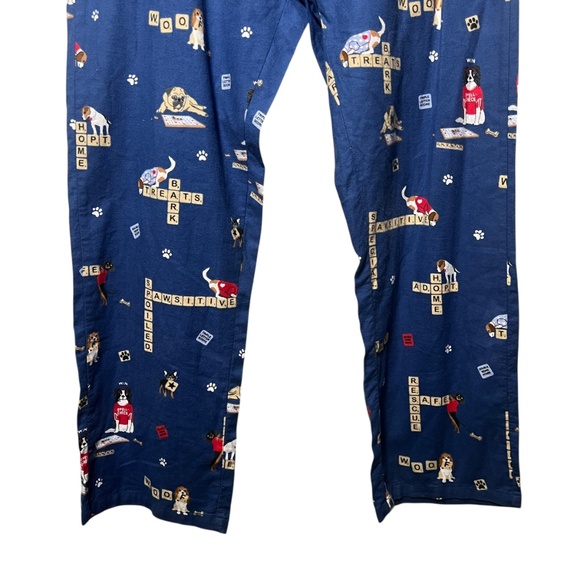 PJ Salvage Dog Scrabble Lounge Pants Blue Cotton Cozy Sleepwear L Comfy - Picture 3 of 6